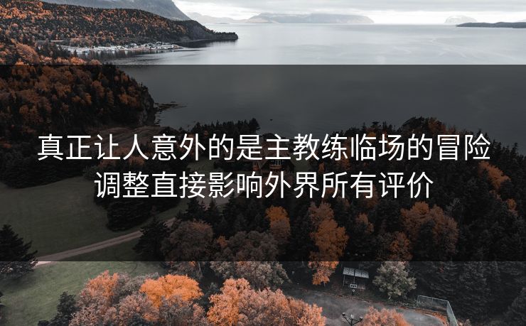 真正让人意外的是主教练临场的冒险调整直接影响外界所有评价  第1张